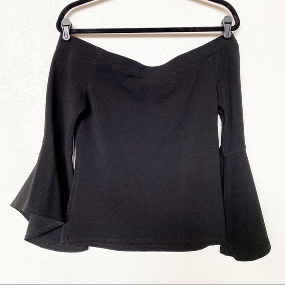 Dotti Off the Shoulder Bell Sleeve Top Black Size Medium - Picture 7 of 7
